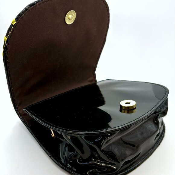 Glam Gold Black Embroidered Vinyl Hello Kitty Sanrio Crossbody Bag Purse Handbag - Picture 5 of 7